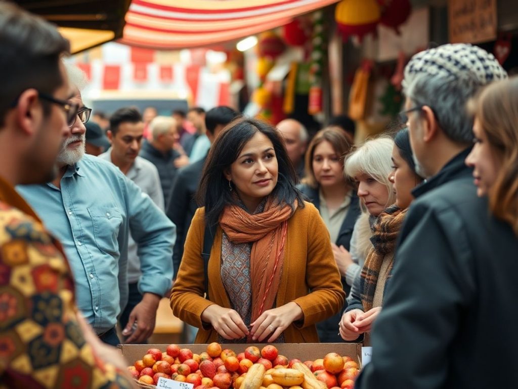 Grup divers de oameni discutând despre drepturile consumatorilor.